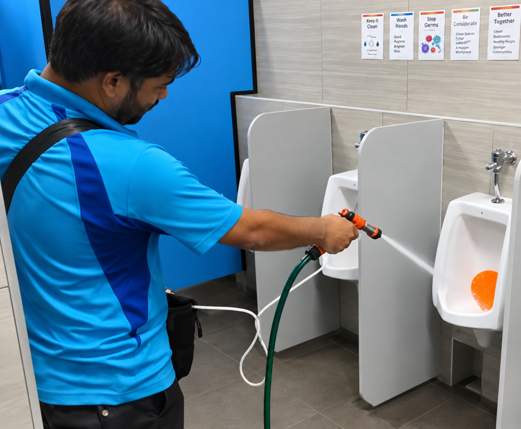 Cleaning toilet with SG-OzPAK